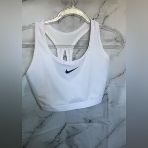 Nike Women's White Sports Bra with Black Logo